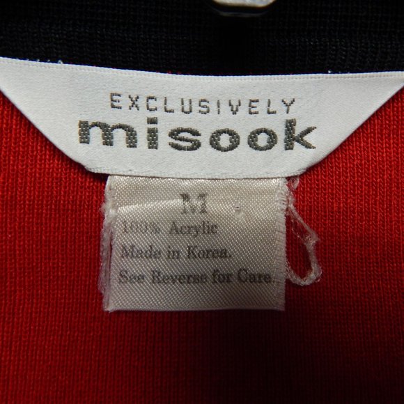 Exclusively Misook Womens Black & Red  Knit Open Front Sweater Washable Size M - Picture 3 of 9